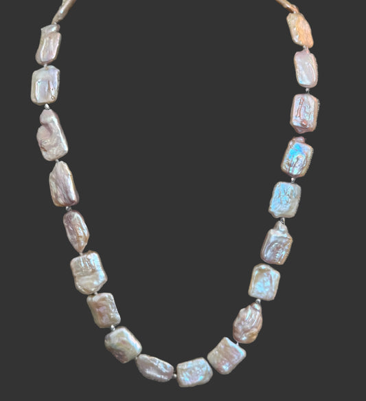 Pink Luminous Baroque Square Pearls