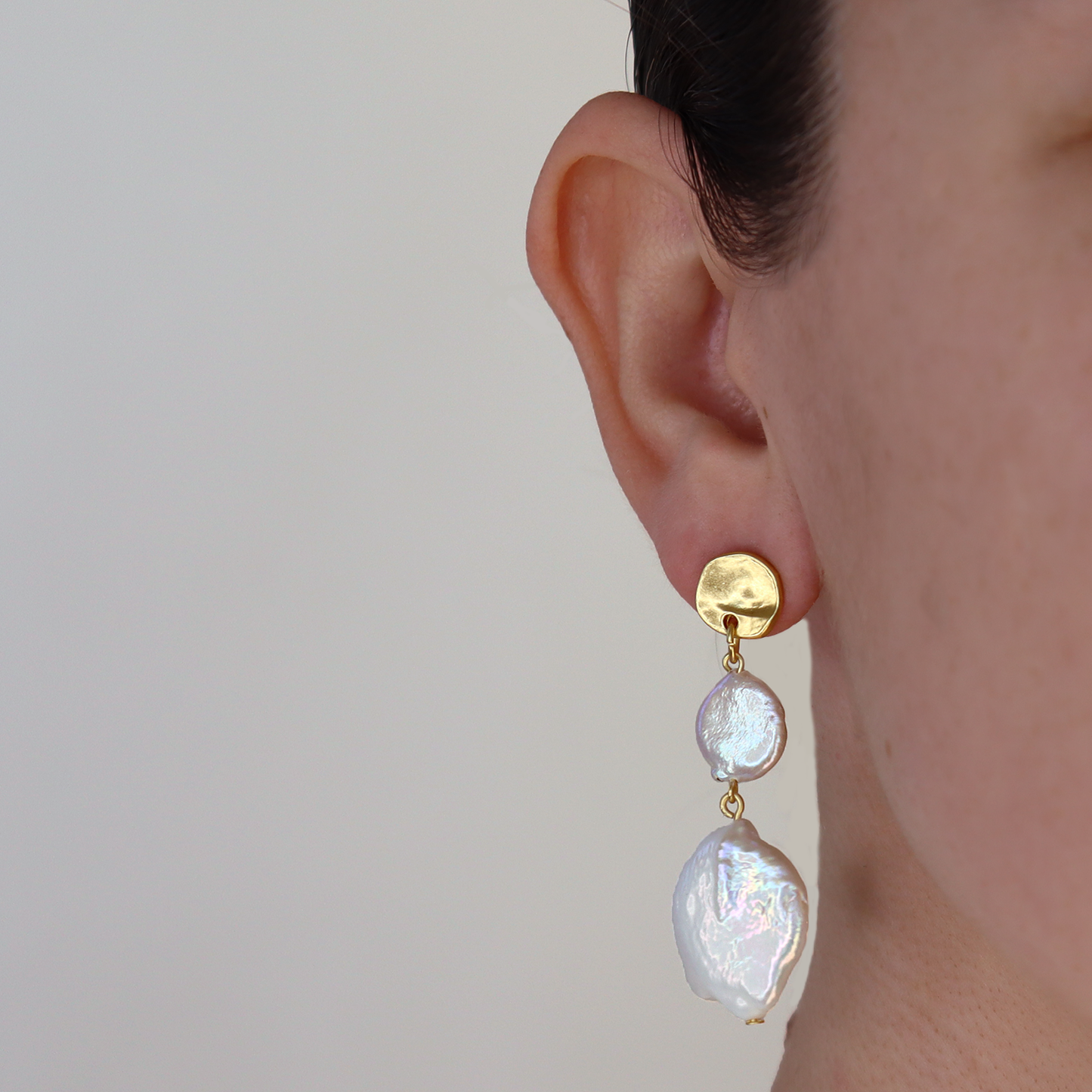 Freshwater Pearl Linear Dangle Earrings - 24K Gold Plated